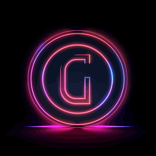 simple 1:1 vector logo made by neon lights with capital letter "G" that is forming the circle of a logo and word "lowins" inside the letter G