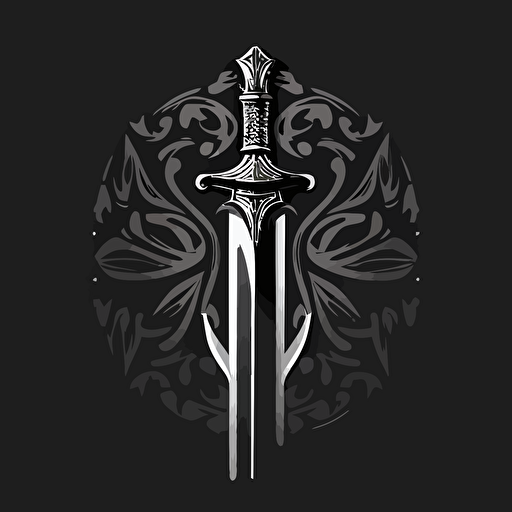 Sword in motion, symbolic, simple, iconic, vector illustration