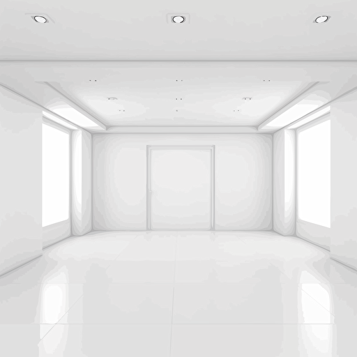 empty white room, solid white background,full view blank space , Vector