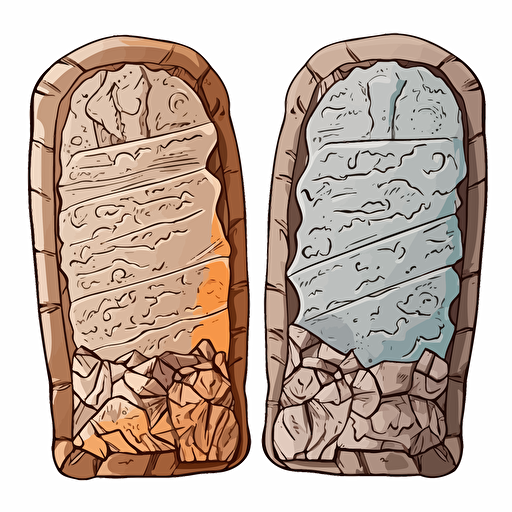 The two stone Tablets of the Ten Commandments, STICKER, solemn mood, earthen colors, in a manuscript style, CONTOUR, VECTOR, WHITE BACKGROUND, high detail,