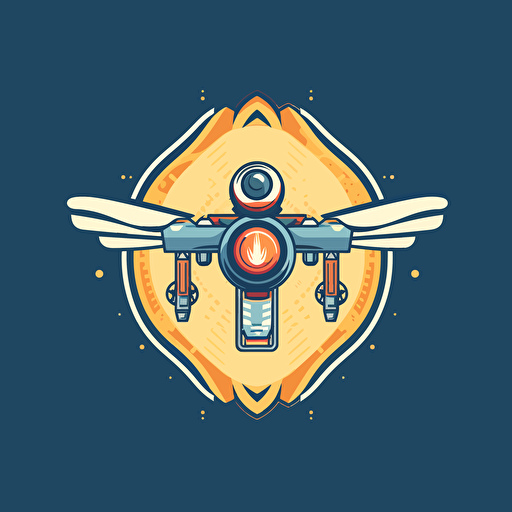 a logo containing a drone, vector, 2d,