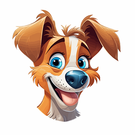 A gorgeus dog face, white background, vector art , pixar style