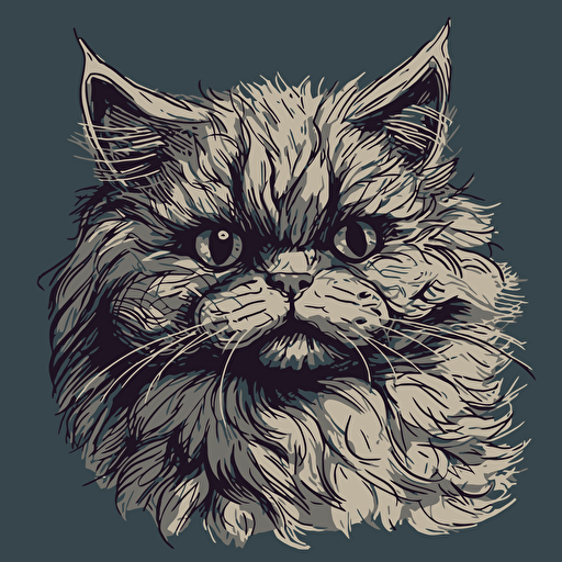 vector illustraion of a fluffy hand drawn cat