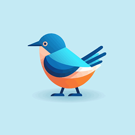 2D happy blue bird vector minimalistic streamlined design