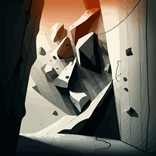 an illustration of a climbing wall .vector. Moody. Contrasting shadows.detailed.