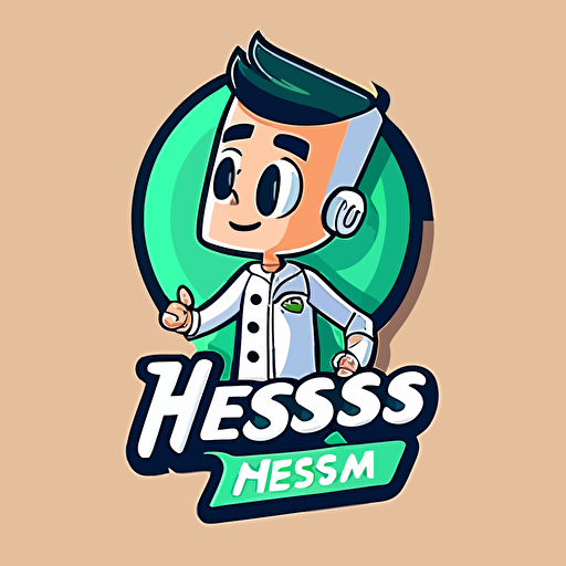 generate a modern and minimalist design of a logo featuring a fun and friendly cartoon robot assistant for doctors, in the style of the show the jetson's plus wess anderson, vector logo, simple clean logo, simple, 2d