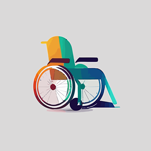a minimalistic vector logo featuring the silhouette of a wheelchair simple shapes, modern, artistic, 3 colors, white background