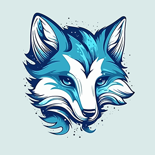 blue and white logo, vector fox, digital elements