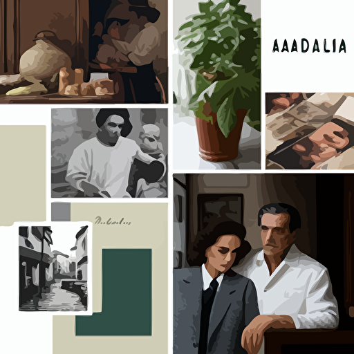 moodboard for a brand that has a ma and pa shop style old italian legacy brand with family photos and an old school vibe