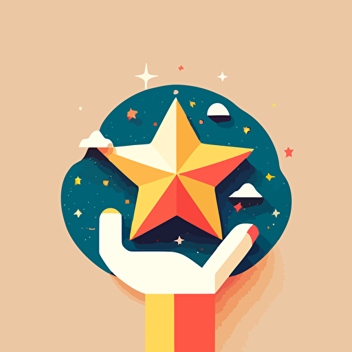 a picture of a hand holding stars flat vector design
