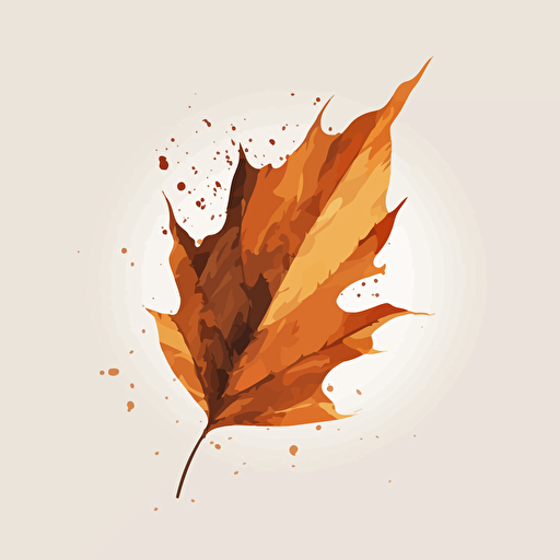 an autumn leaf with jagged edges falling in the air, minimalist design, orange and brown, vector art