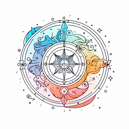 minimal vector logo for astrology spiritual developemnt, psychodelic, vivid colours, whie background