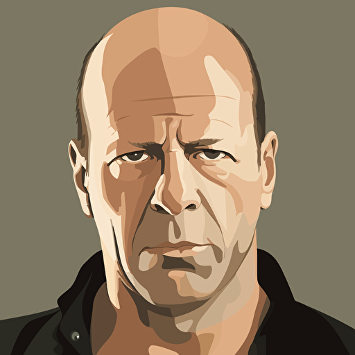 bruce willis in movie 'die hard', vector, saturday morning cartoon style