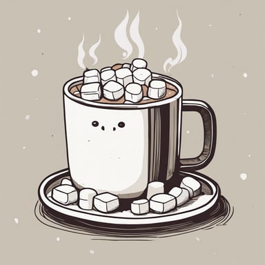 Steaming mug of hot cocoa with marshmallows