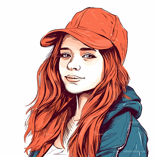vector art style, 14 years young girl in style of Michael Park, white background