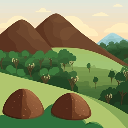 2d illustration of chocolate hills in the Philippines, vector style