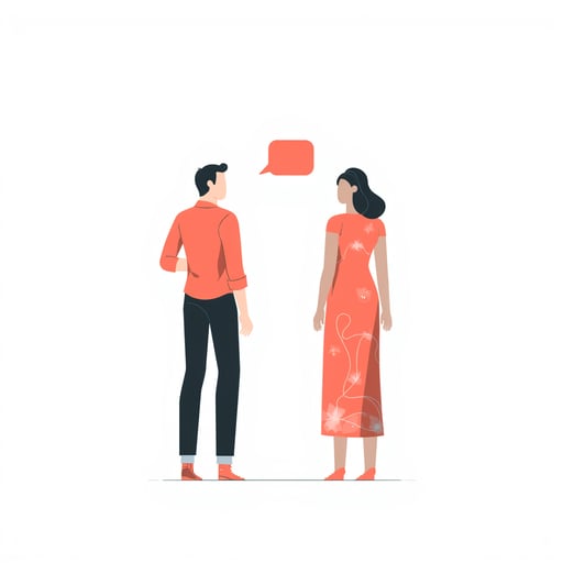 two people talking with chat 