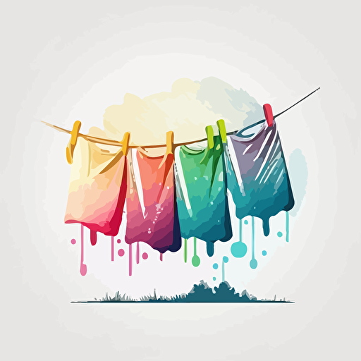 vector, nice color,white background, Multicolored Laundry on Clothesline