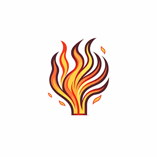 vector style illustration, stylised logo of a brain on fire, on white background