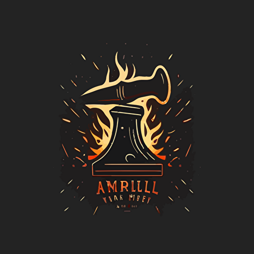 a traditional forging anvil with no hammer or additional tools. Fire and sparks envelop the anvil, vector logo, professional logo, simplistic