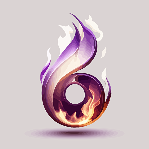 minimalist icon, number 8 flames, white background, purple, vector, no shadows