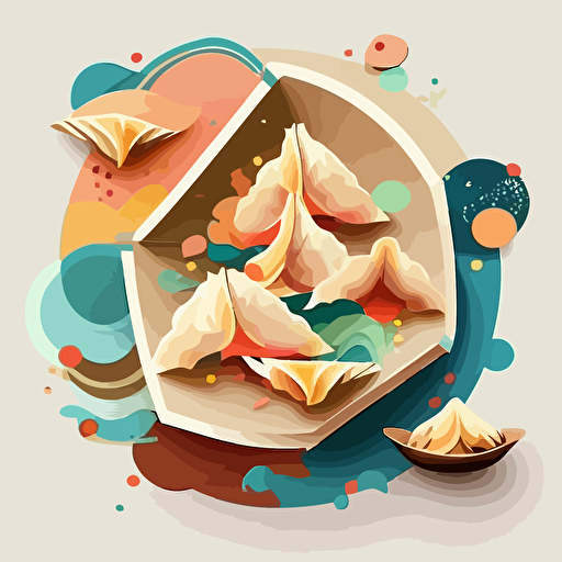 colorful vector art, chinese dumplings