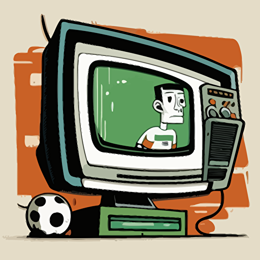 cartoon, vector image, a television showing a football game