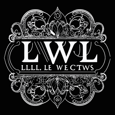 A flat vector logo, black and white, with the letters "LW" in the center, lace