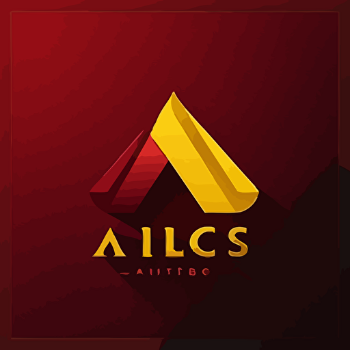 logo design, letter "AICS", simplistic, vector, flat 2d, dark red and dark yellow, company logo