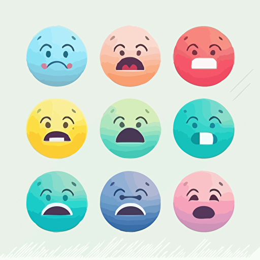 vector illustration of each primary emotions including happiness using pastel colors