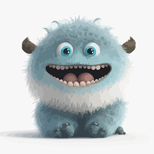 A gorgeus ukranian baby fur monster, smiling, white background, vector art , pixar style