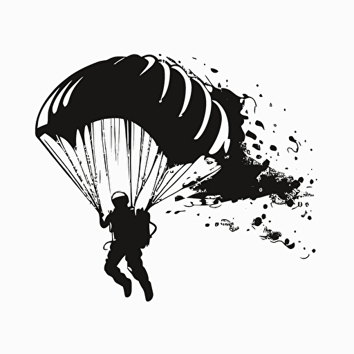 simple vector animations of parachuting, black on white
