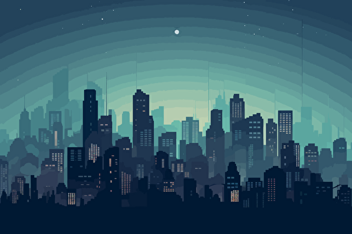 Flat vector-style :: A city skyline :: The skyline is formed by interconnected gears and cogs :: The shot is a close-up, looking up at the skyline as if it were towering over you ::