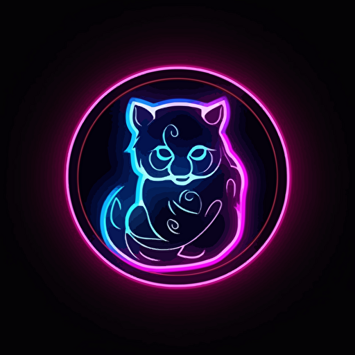 cyber neon anime style cat ying yang, vector logo, emblem, vectors. Design in circle with transparent backround