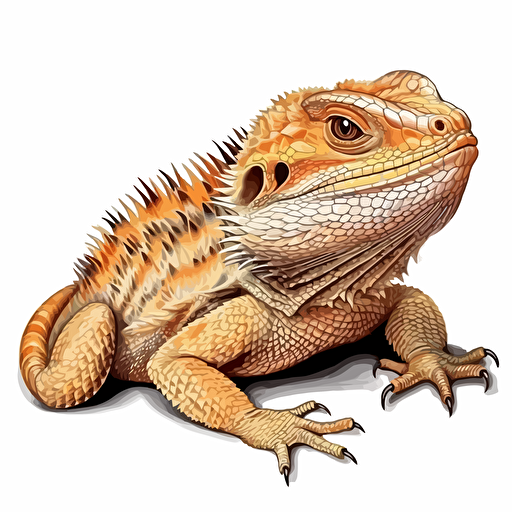 Bearded Dragon reptiles looking straight in the camera, white bg, vector