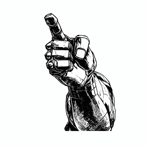 cyber fist, very simple, black and white, vector