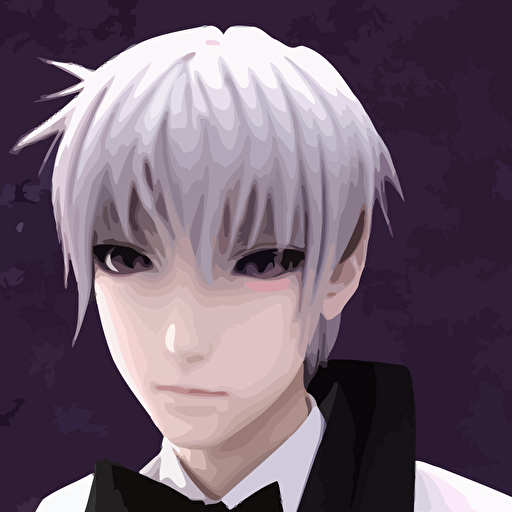 nymph render beautiful 3d anime boy wearing white cravat black tuxedo coat medium black hair purple eyes conductor round face concert hall setting dark color scheme medium shot mid shot highly detailed trending artstation unreal engine 4k