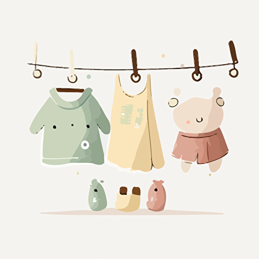cute vector, clothes on hang, nice color, white background