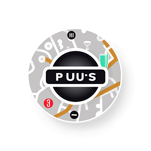 minimal vector logo design for youtube channel called XPubs, with a white background, pub/bar, map, urban