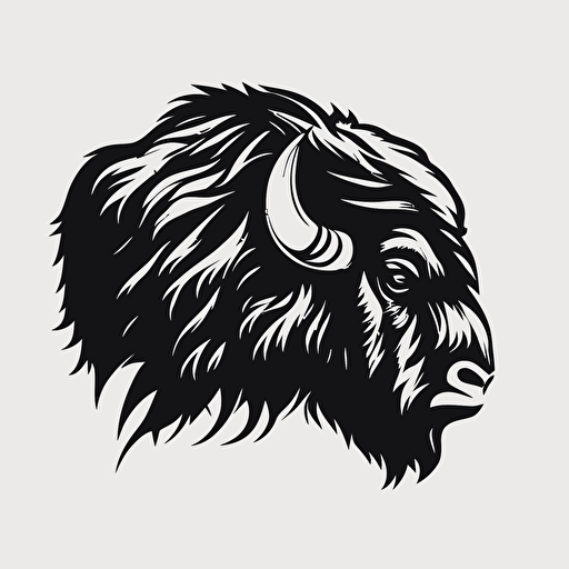 black and white logo . bison head . logo vector picture
