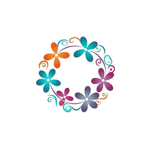 small circle with flowers wrapped around it, vector logo
