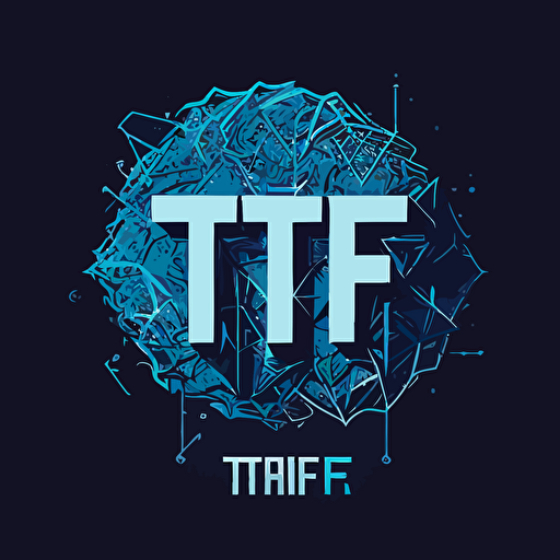 a logo with word TF inside, vector illustration, modern style, flat, blue as a main color