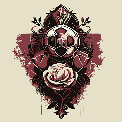 modern soccer team vector artwork with a rose, soccer ball, and a cross
