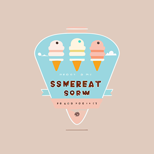 super simple modern ice cream company logo vector in retrofuturistic style, wes anderson style, logo vector