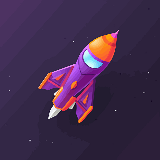 spaceship is ready to launch, 2D, vector, fedex purple and orange