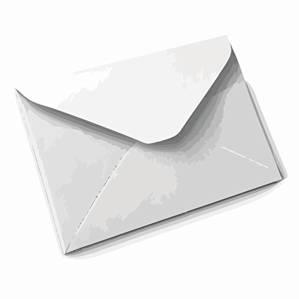 a simple white envelop rect verso in a vector art style on a white background viewed from the top
