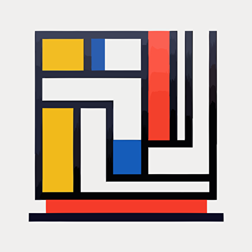 a logo for a library, simple, vector, symbol, De Stijl