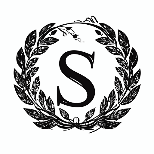an abstract vector logo of the letter "S" with an ancient greek style, Black on a white background