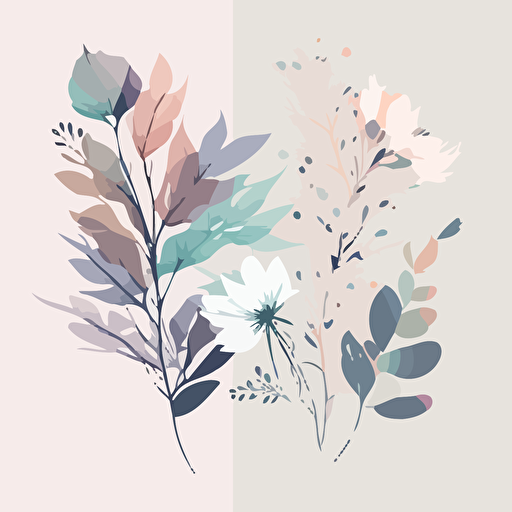 minimal vector art pastel colors floral clip art white background high resolution 300 dps