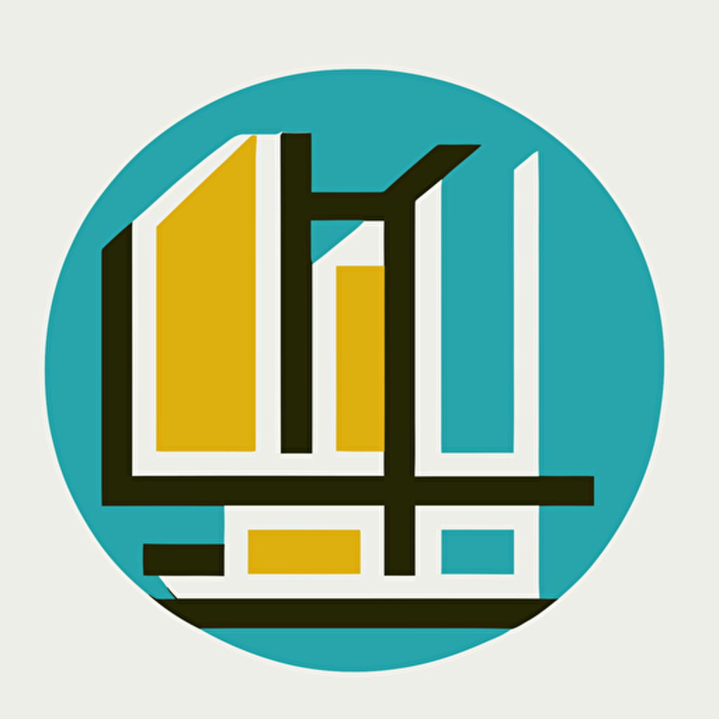 a logo for a library, simple, vector, symbol, De Stijl